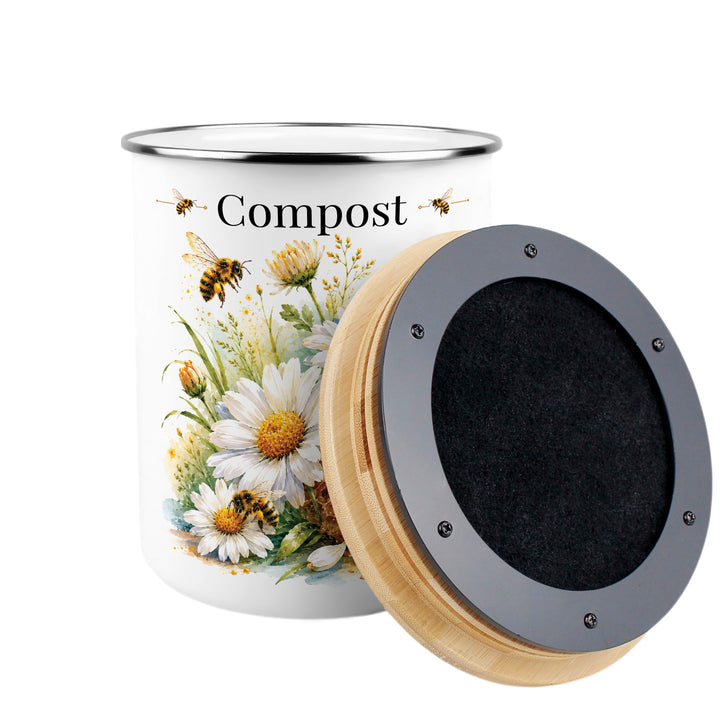 Purely Home Daisy Bees Toller Compost Caddy