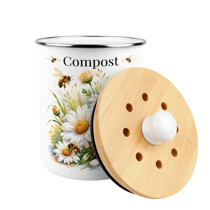 Purely Home Daisy Bees Toller Compost Caddy