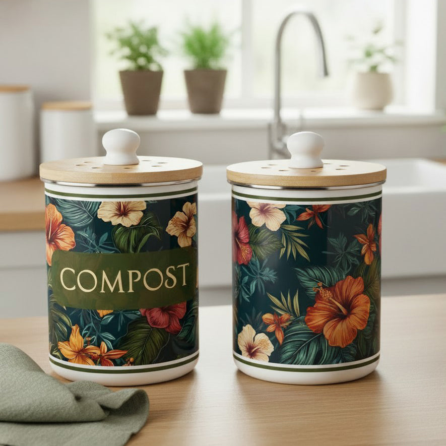 Purely Home Dark Hibiscus Toller Compost Caddy