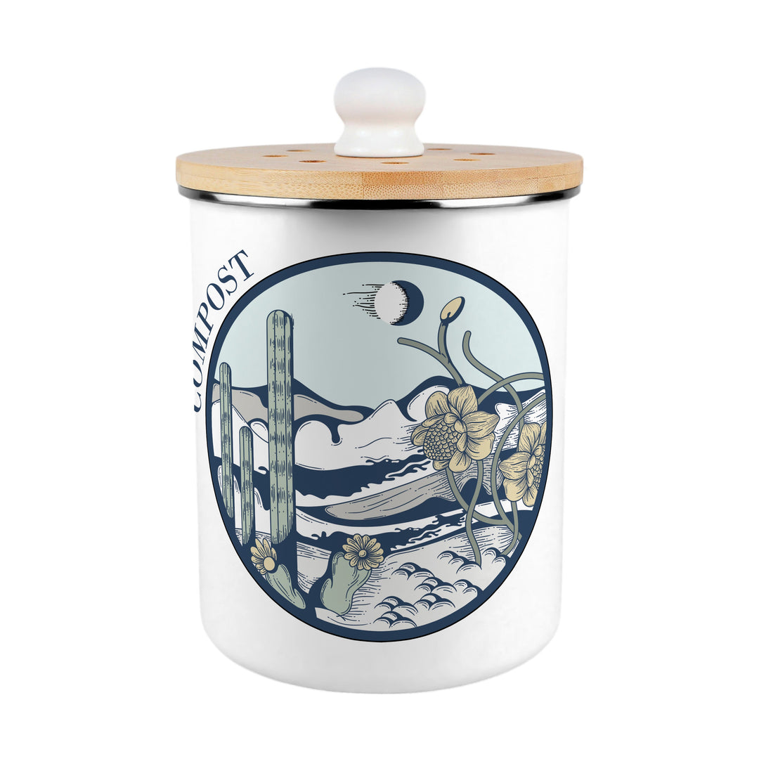 Purely Home Desert Flowers Toller Compost Caddy