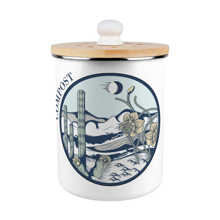 Purely Home Desert Flowers Toller Compost Caddy