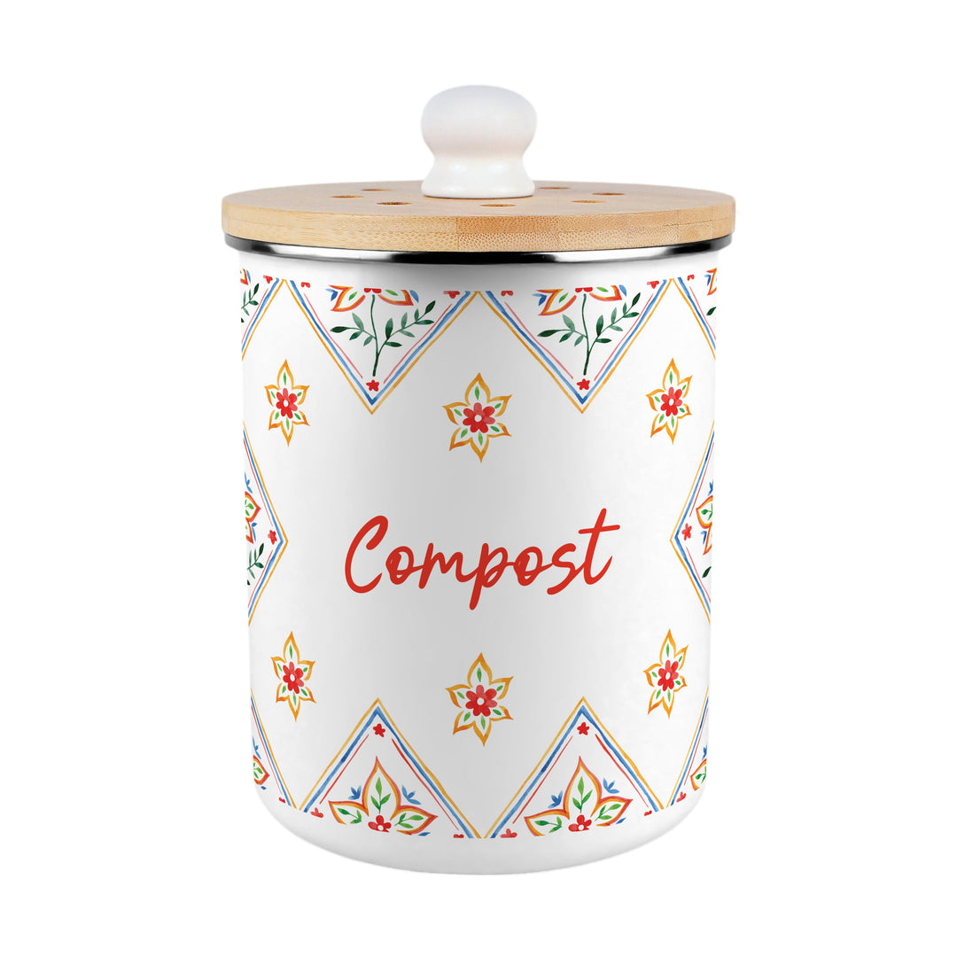Purely Home Diamond Floral Toller Compost Caddy