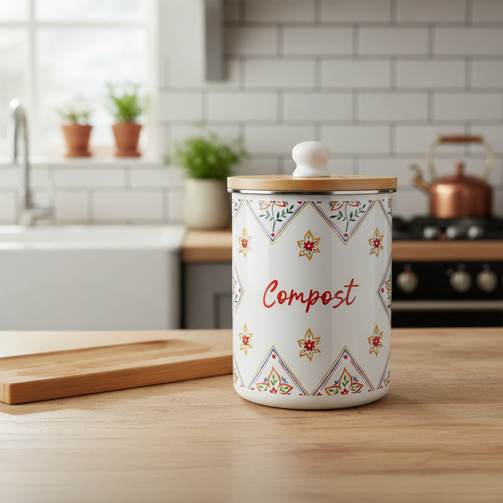 Purely Home Diamond Floral Toller Compost Caddy