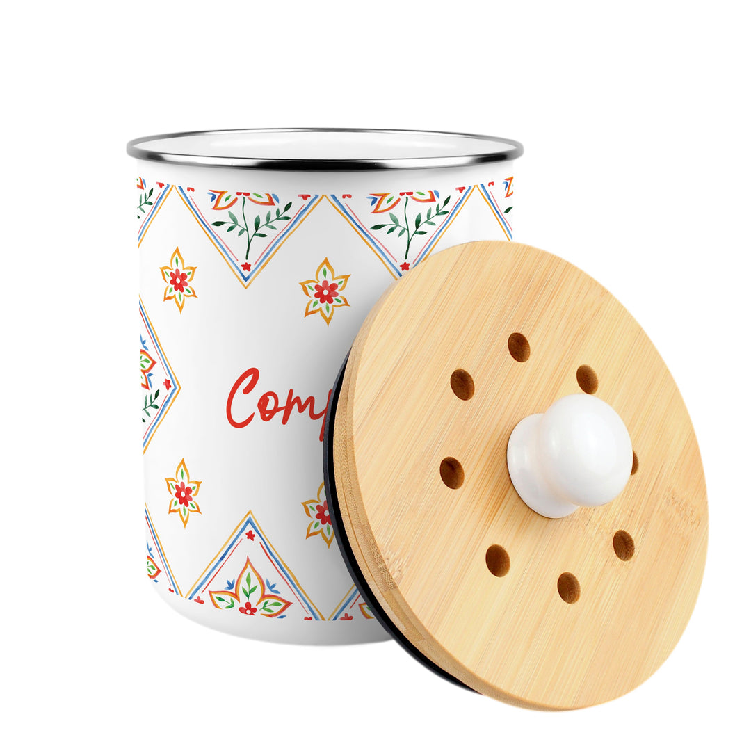 Purely Home Diamond Floral Toller Compost Caddy
