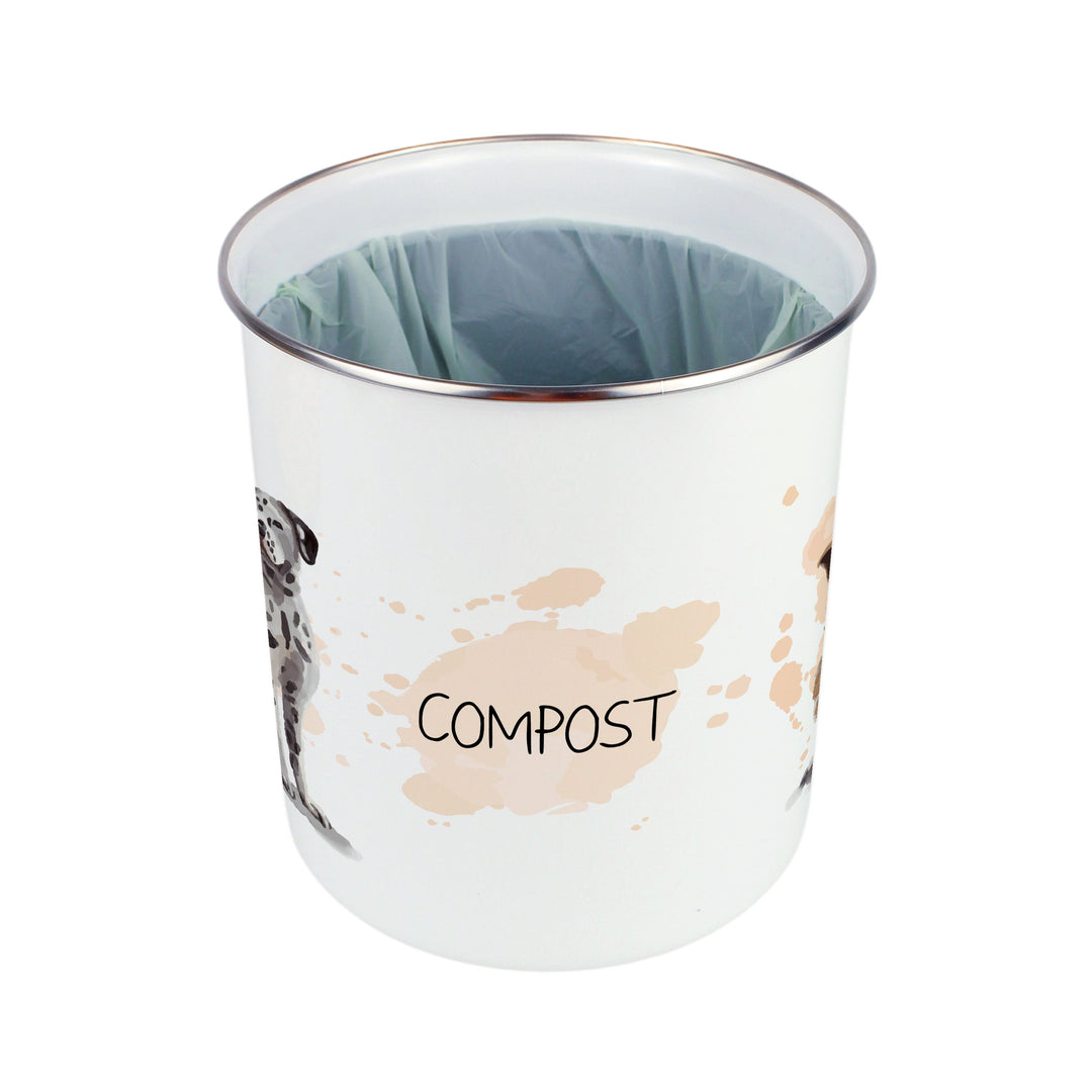Purely Home Illustrated Dogs Toller Compost Caddy