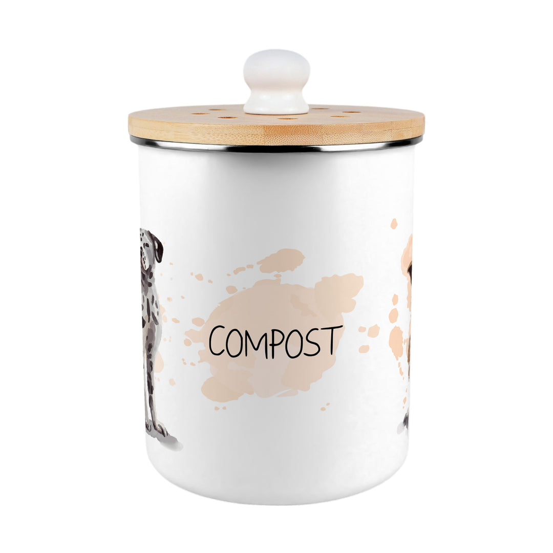 Purely Home Illustrated Dogs Toller Compost Caddy