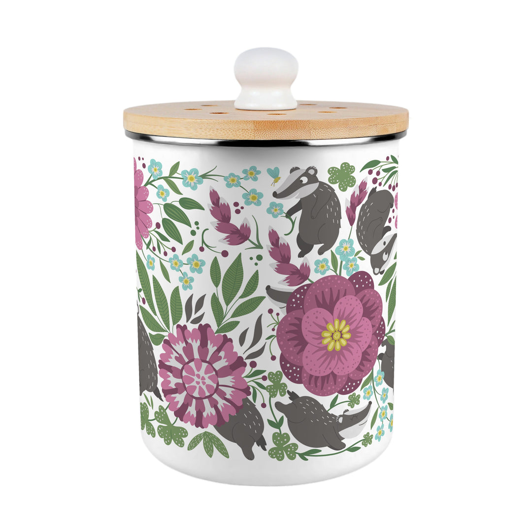 Purely Home Floral Badgers Toller Compost Caddy