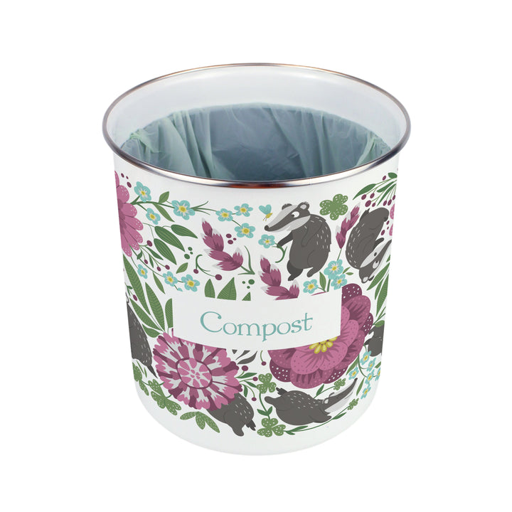 Purely Home Floral Badgers Toller Compost Caddy
