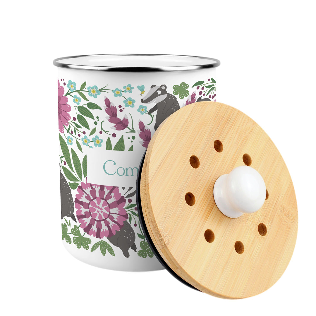 Purely Home Floral Badgers Toller Compost Caddy