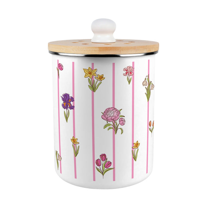Purely Home Pinstripes & Flowers Toller Compost Caddy