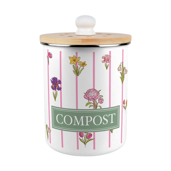 Purely Home Pinstripes & Flowers Toller Compost Caddy