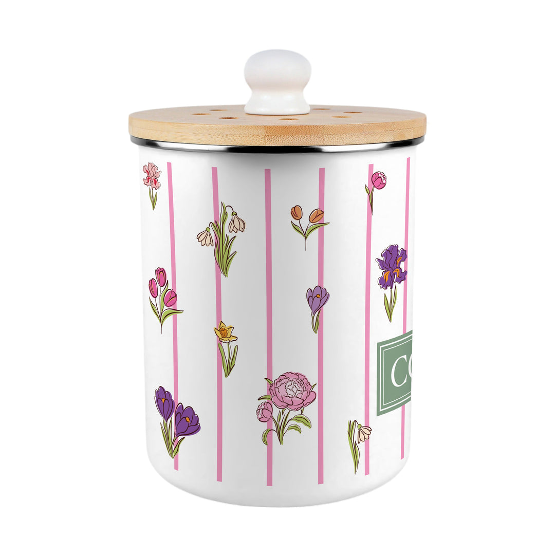 Purely Home Pinstripes & Flowers Toller Compost Caddy