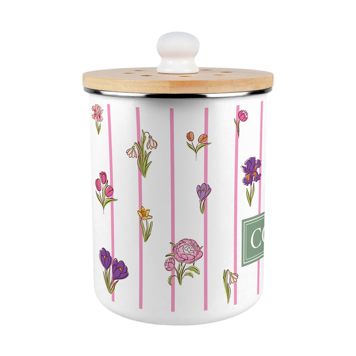 Purely Home Pinstripes & Flowers Toller Compost Caddy