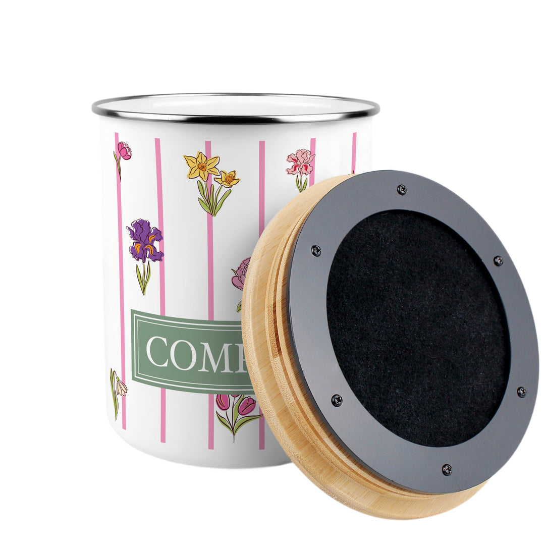 Purely Home Pinstripes & Flowers Toller Compost Caddy
