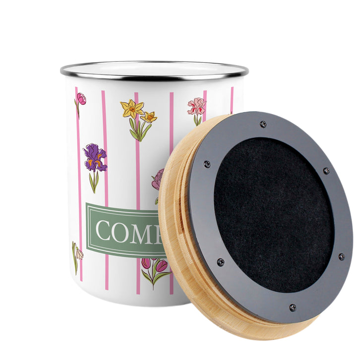 Purely Home Pinstripes & Flowers Toller Compost Caddy