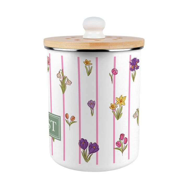Purely Home Pinstripes & Flowers Toller Compost Caddy