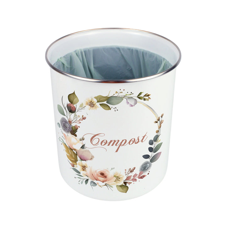 Purely Home Floral Wreath Toller Compost Caddy