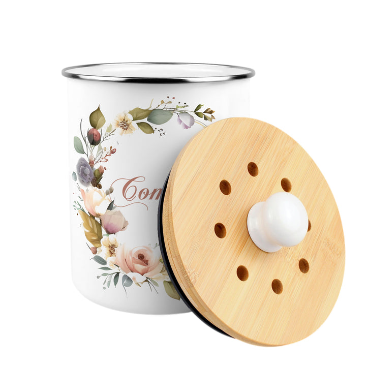 Purely Home Floral Wreath Toller Compost Caddy