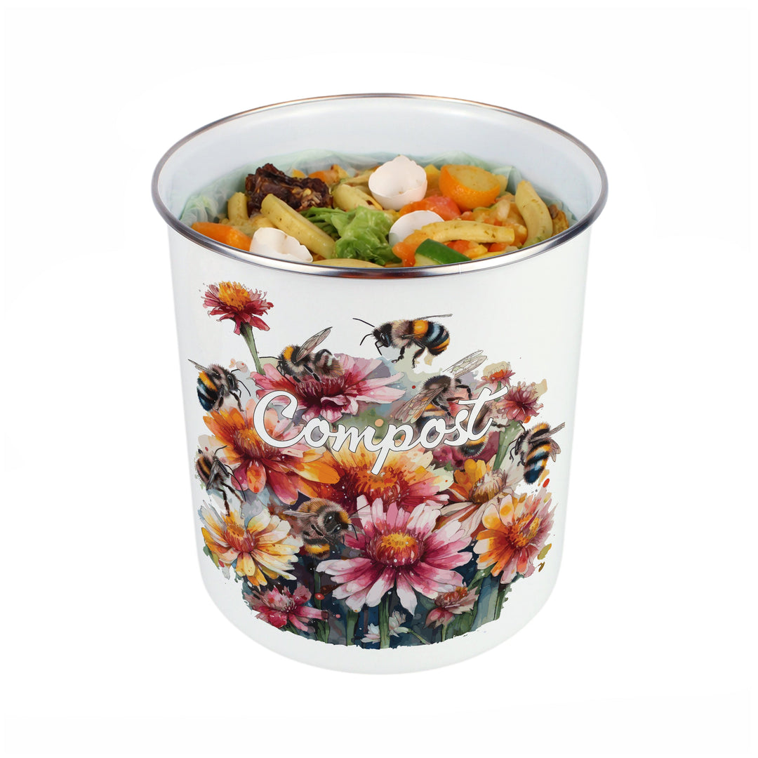 Purely Home Flowers & Bees Toller Compost Caddy