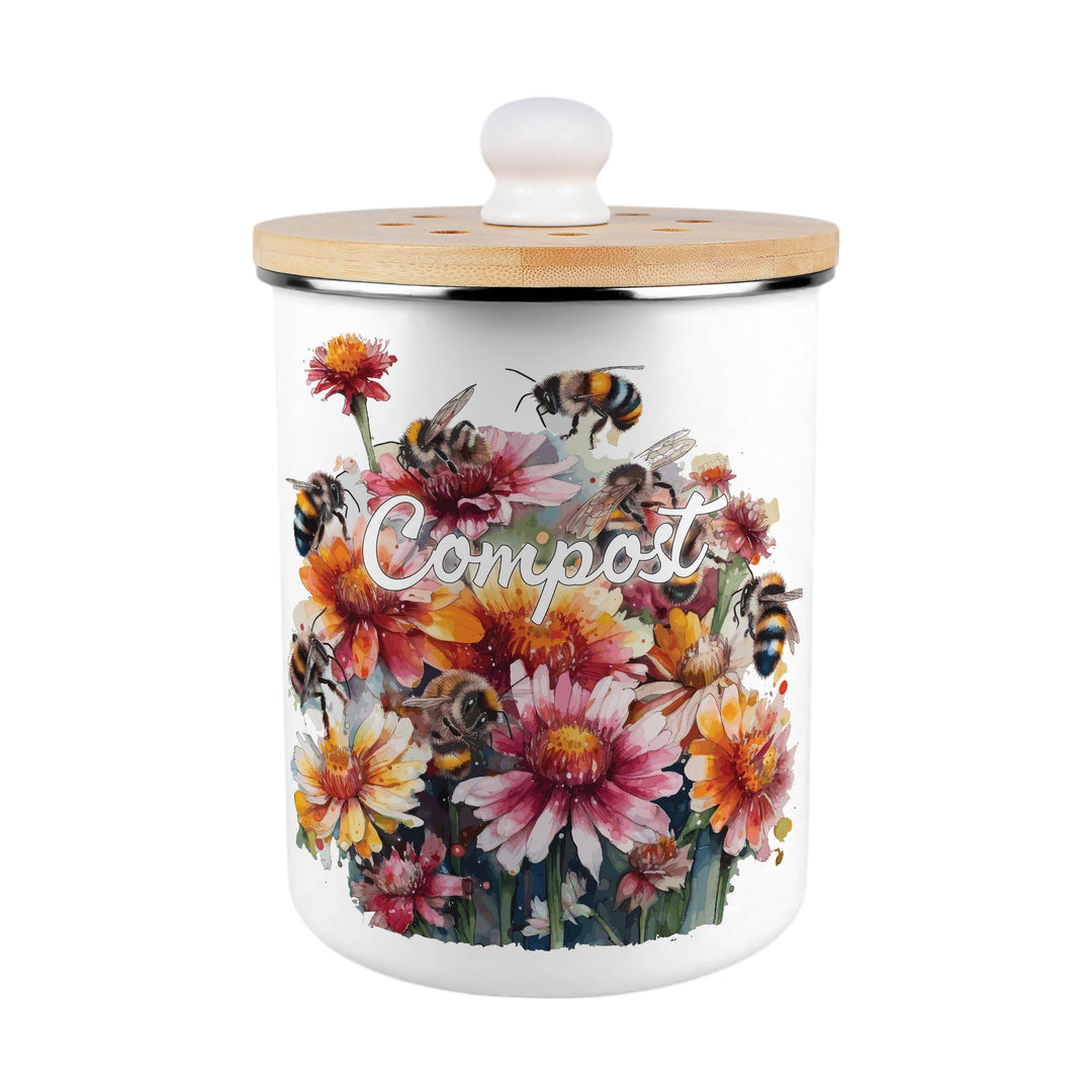 Purely Home Flowers & Bees Toller Compost Caddy
