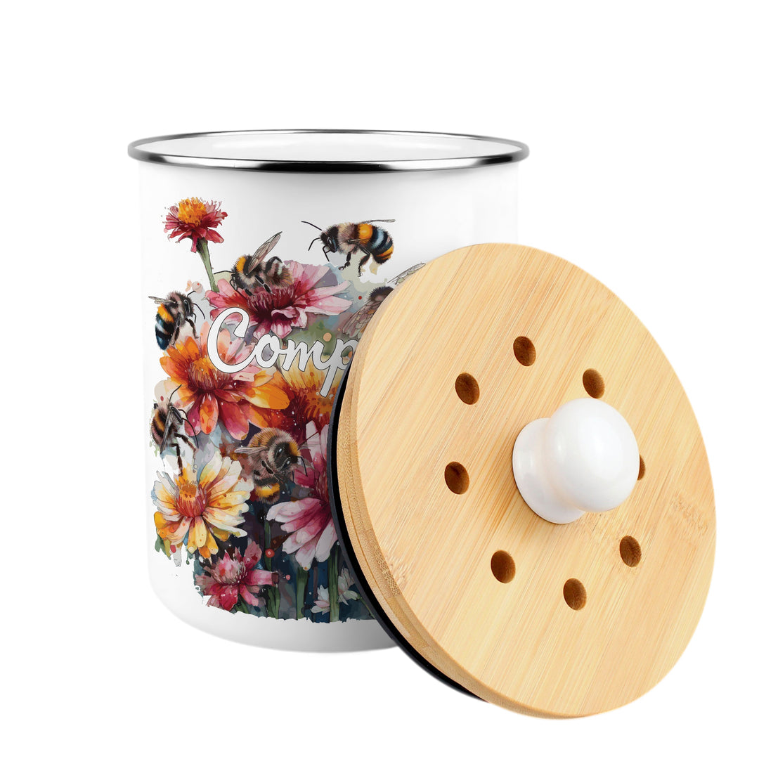 Purely Home Flowers & Bees Toller Compost Caddy