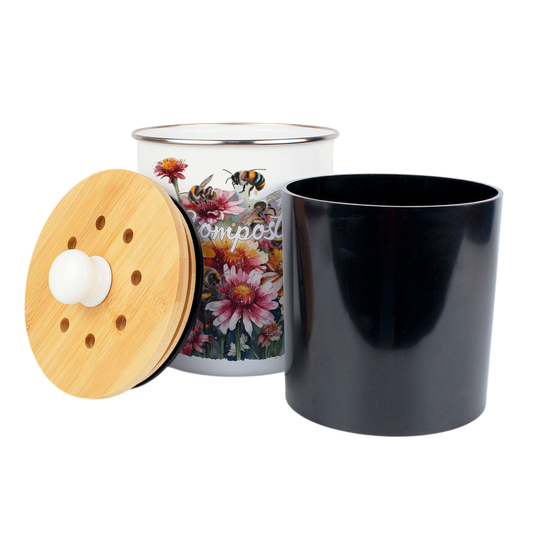 Purely Home Flowers & Bees Toller Compost Caddy