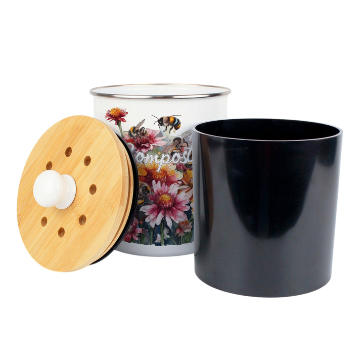 Purely Home Flowers & Bees Toller Compost Caddy