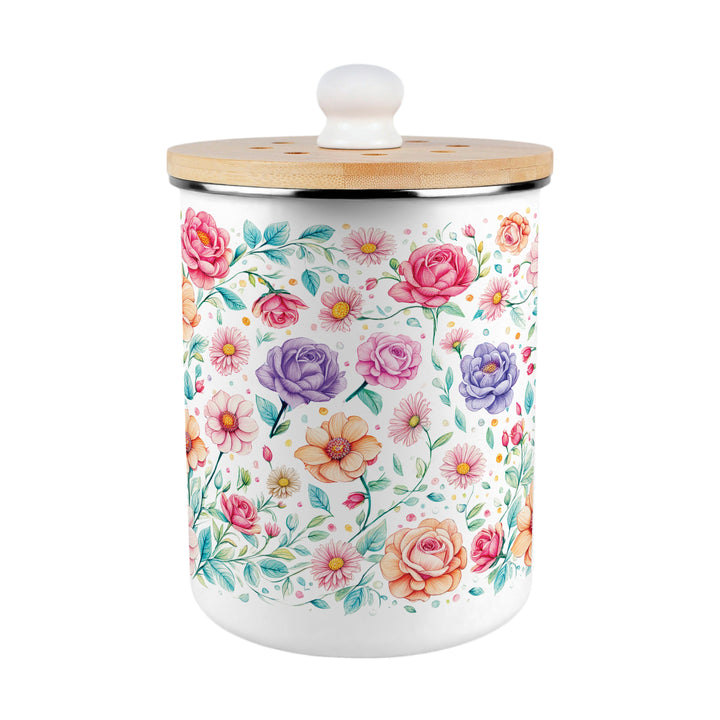Purely Home Pink Floral Toller Compost Caddy