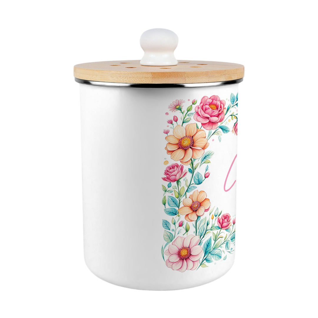 Purely Home Pink Floral Toller Compost Caddy