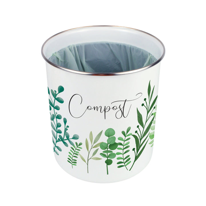 Purely Home Green Foliage Toller Compost Caddy