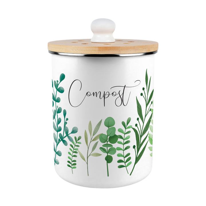 Purely Home Green Foliage Toller Compost Caddy