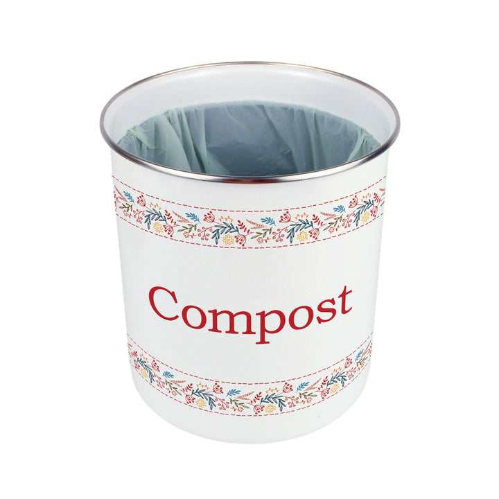 Purely Home Floral Embroidery Toller Compost Caddy