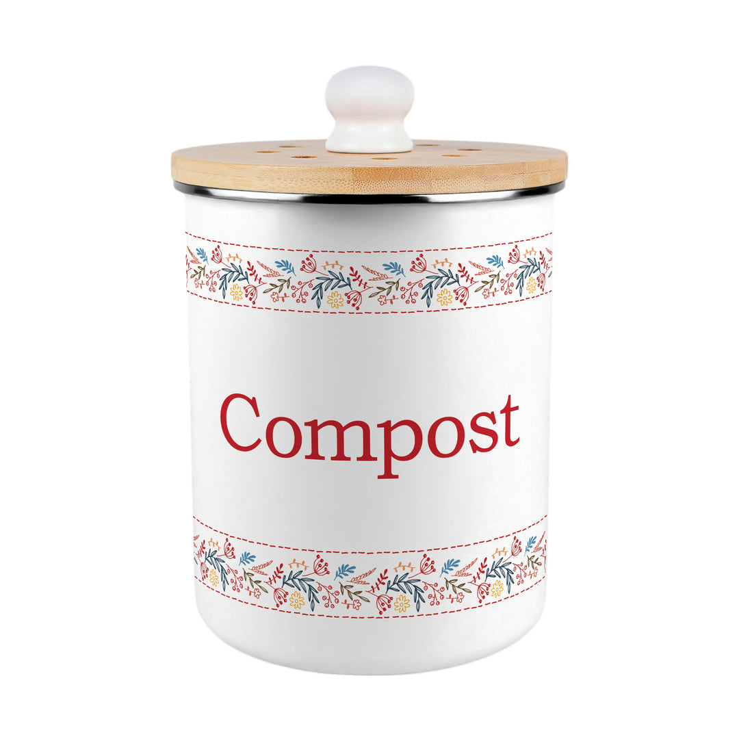 Purely Home Floral Embroidery Toller Compost Caddy