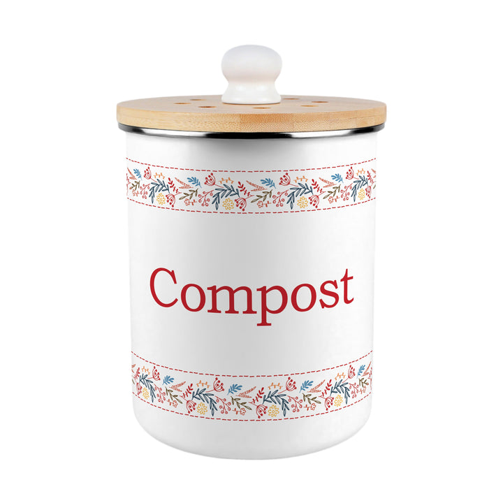 Purely Home Floral Embroidery Toller Compost Caddy
