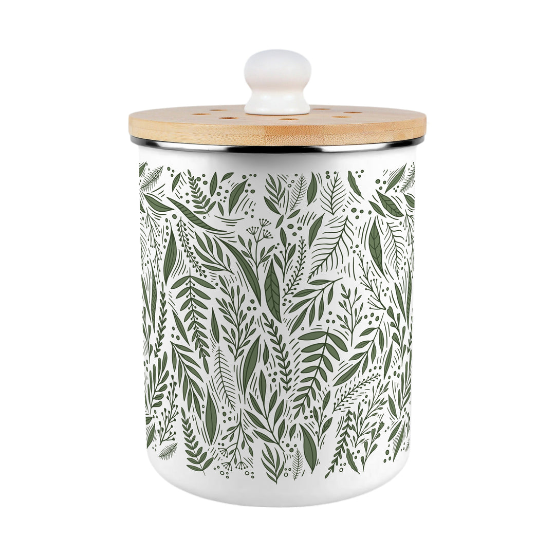 Purely Home Green Leaves Toller Compost Caddy