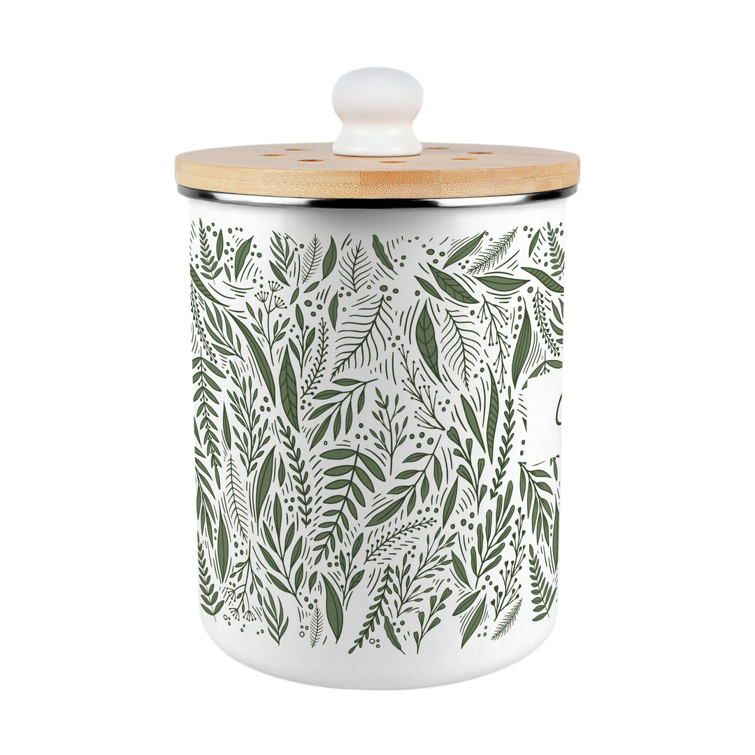 Purely Home Green Leaves Toller Compost Caddy