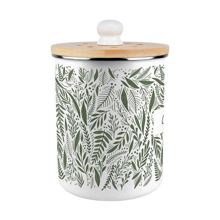 Purely Home Green Leaves Toller Compost Caddy