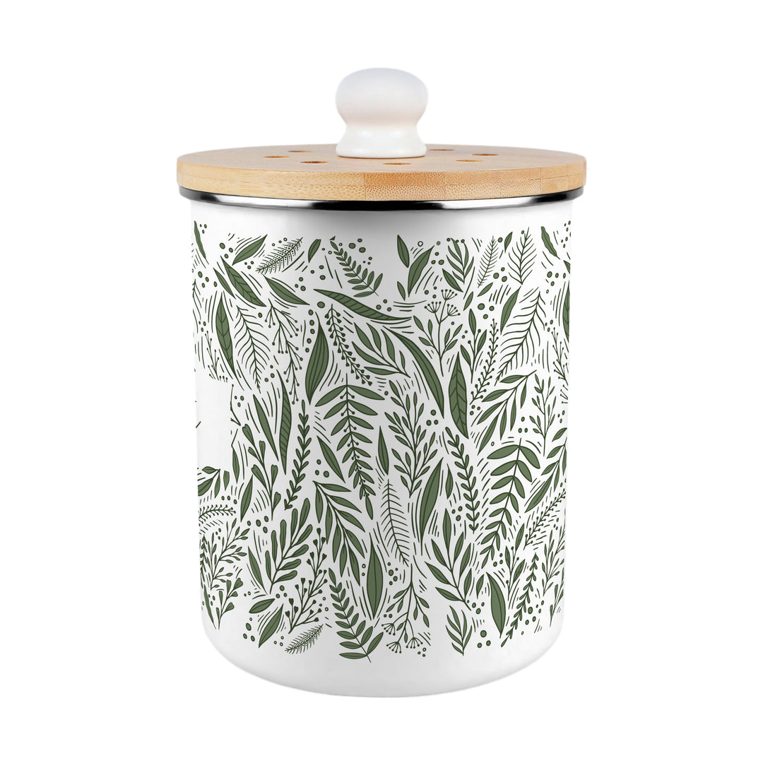 Purely Home Green Leaves Toller Compost Caddy