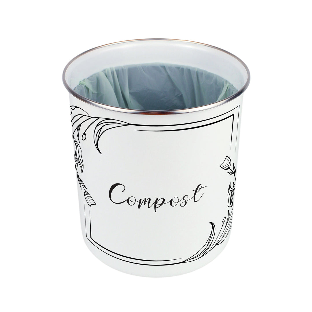 Purely Home Minimalist Floral Toller Compost Caddy