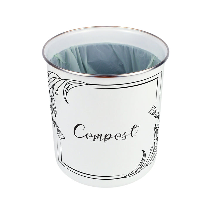Purely Home Minimalist Floral Toller Compost Caddy