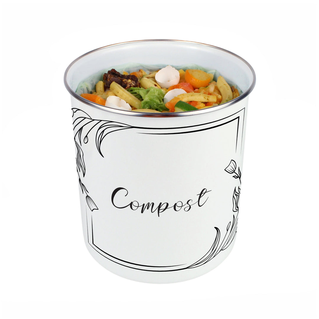 Purely Home Minimalist Floral Toller Compost Caddy