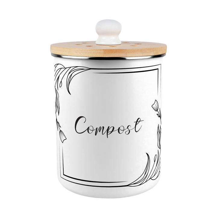 Purely Home Minimalist Floral Toller Compost Caddy