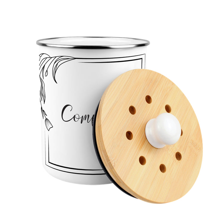 Purely Home Minimalist Floral Toller Compost Caddy