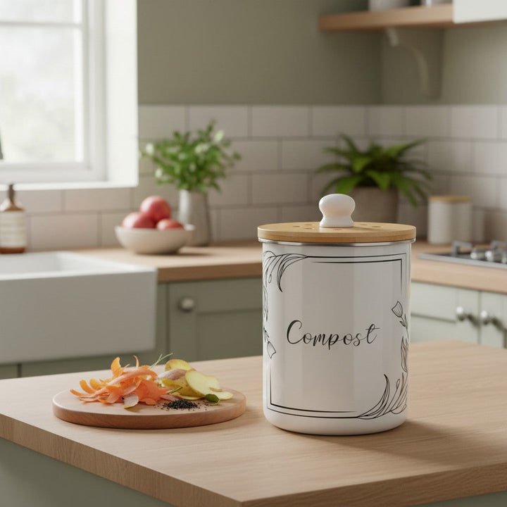 Purely Home Minimalist Floral Toller Compost Caddy