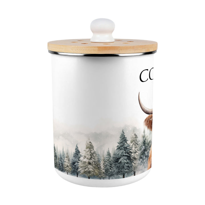 Purely Home Christmas Highland Cow Toller Compost Caddy