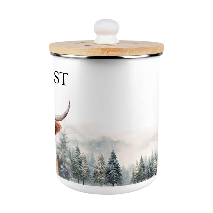 Purely Home Christmas Highland Cow Toller Compost Caddy