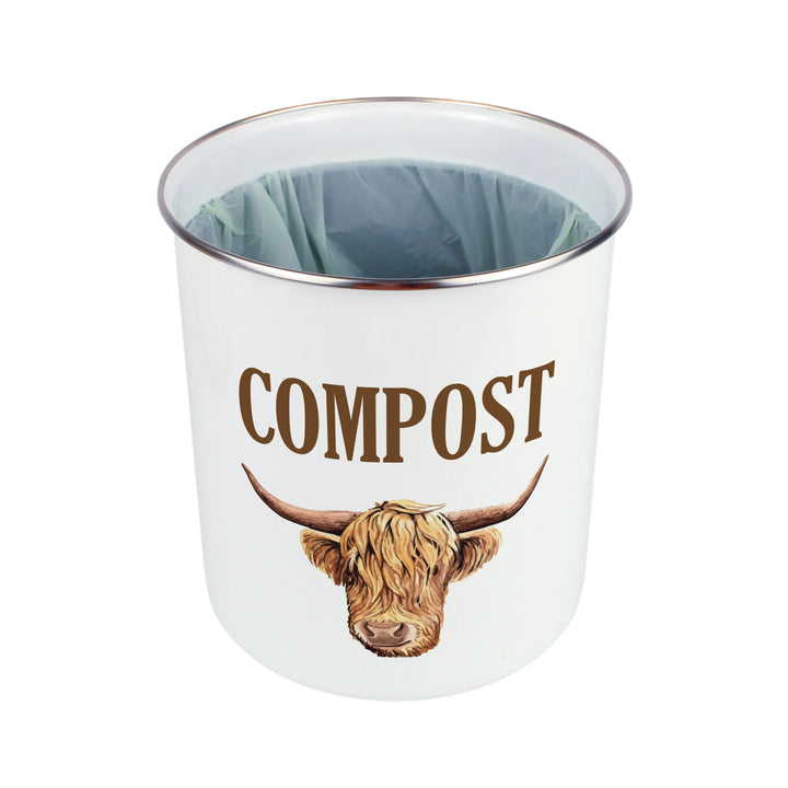 Purely Home Highland Cow Toller Compost Caddy