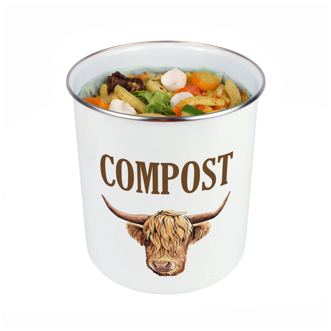 Purely Home Highland Cow Toller Compost Caddy