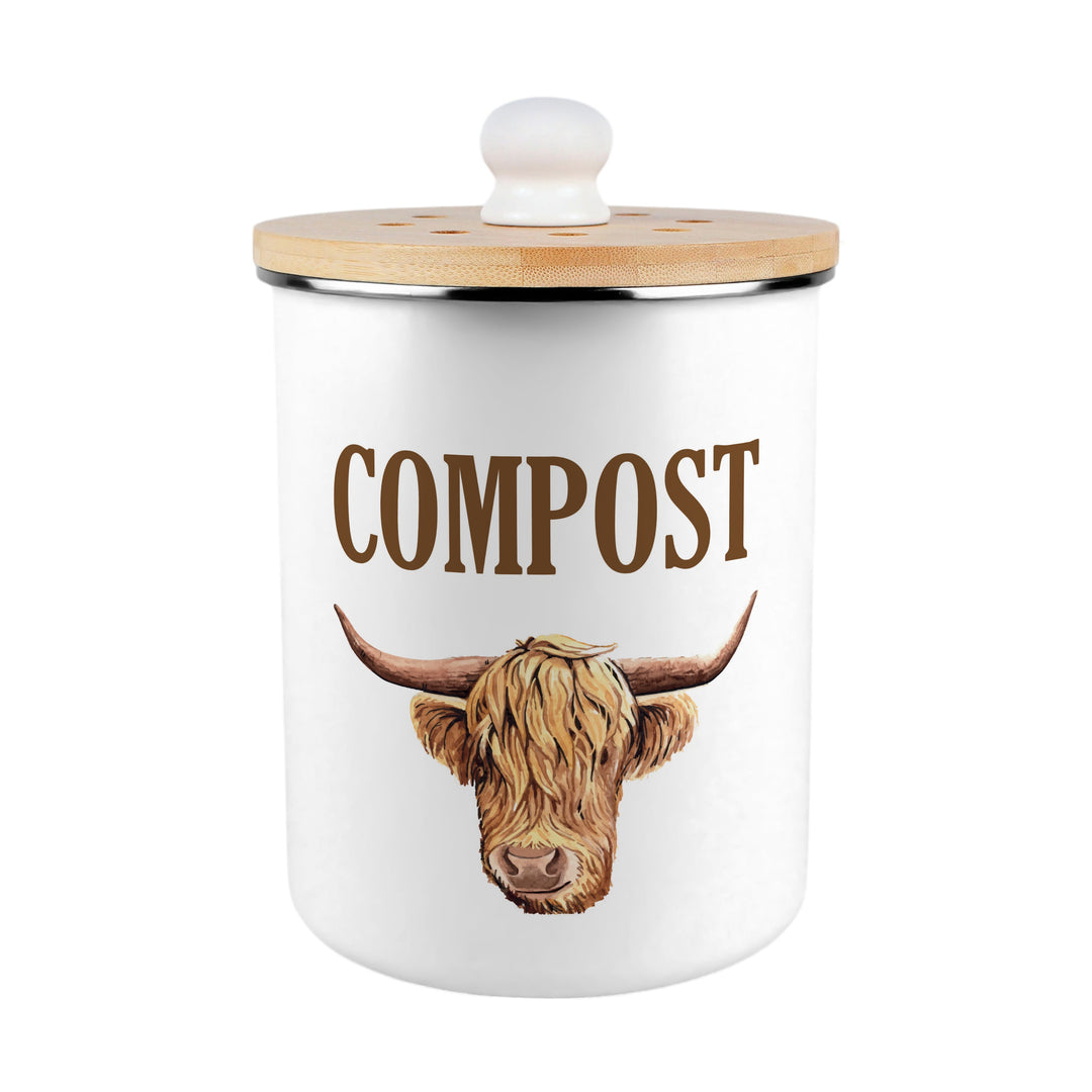 Purely Home Highland Cow Toller Compost Caddy