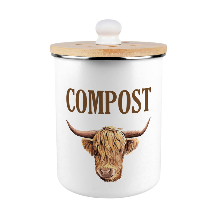 Purely Home Highland Cow Toller Compost Caddy